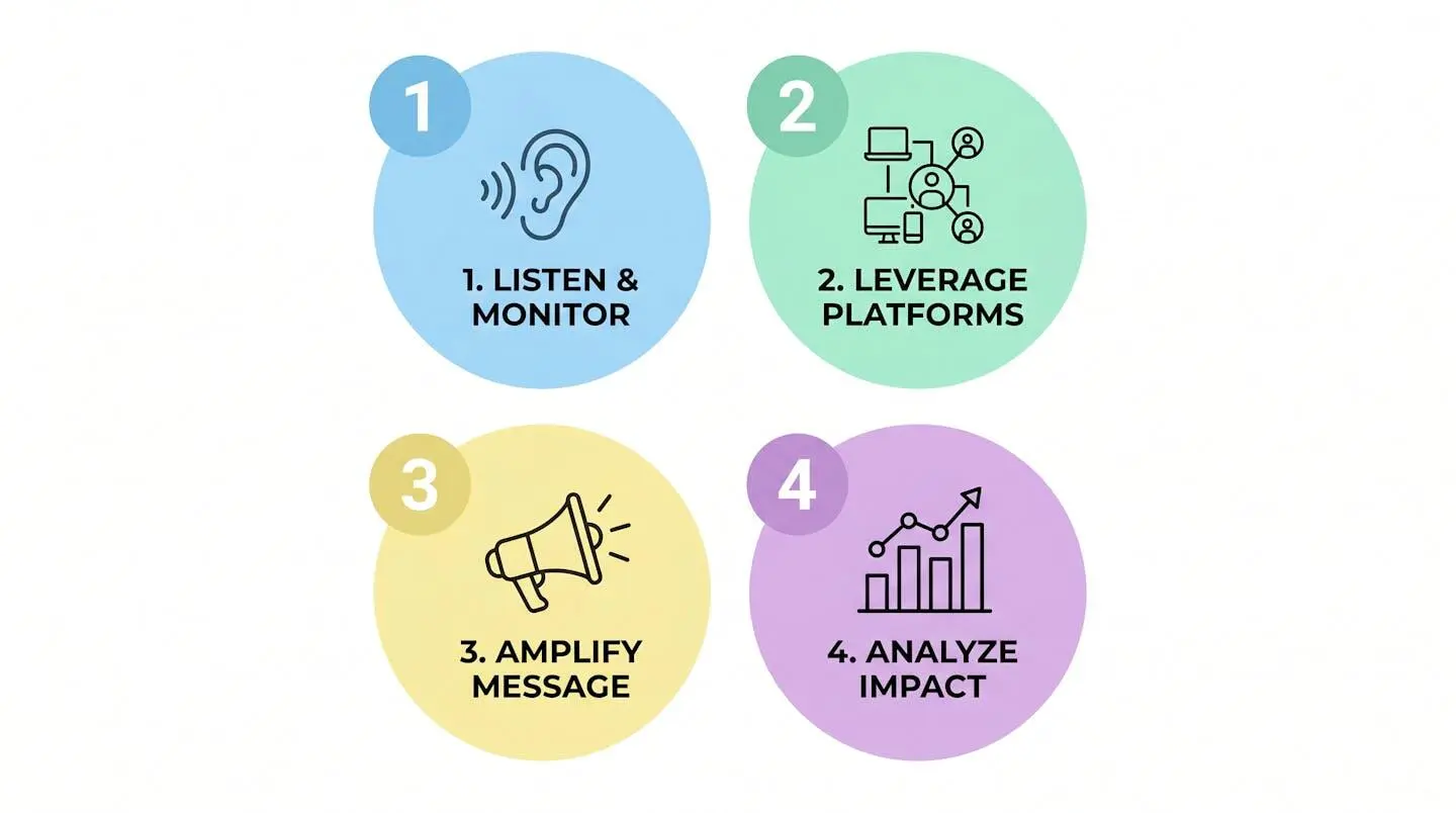 Infographie avec quatre étapes clés pour optimiser sa politique d'avantages sociaux.